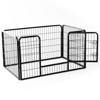 Taupe Shadow PawHut 49-inch black pet playpen with four panels, suitable for puppies, cats, and small dogs, made of heavy-duty metal.