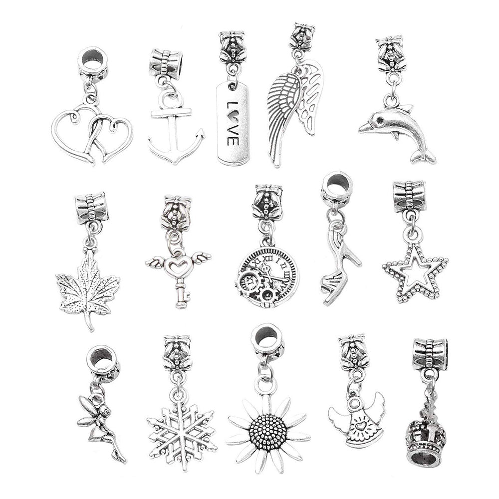 Teal Simba charm bracelet making set for girls featuring pendants, stones, and charms, perfect for Christmas gift crafting.