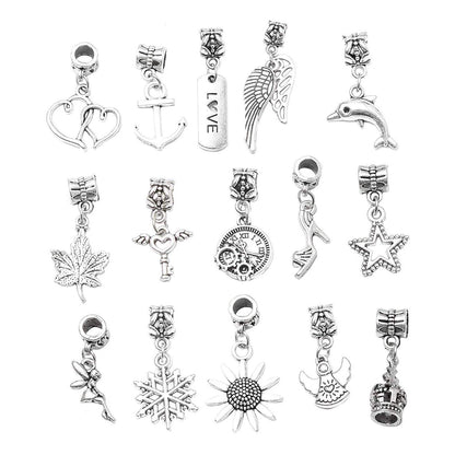 Teal Simba charm bracelet making set for girls featuring pendants, stones, and charms, perfect for Christmas gift crafting.