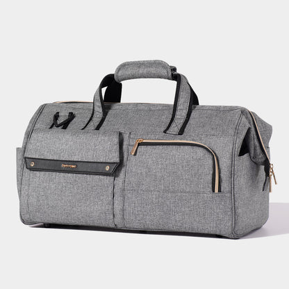 Maroon Chronos 3 in 1 weekender travel luggage with multiple compartments and adjustable straps for weekend trips.