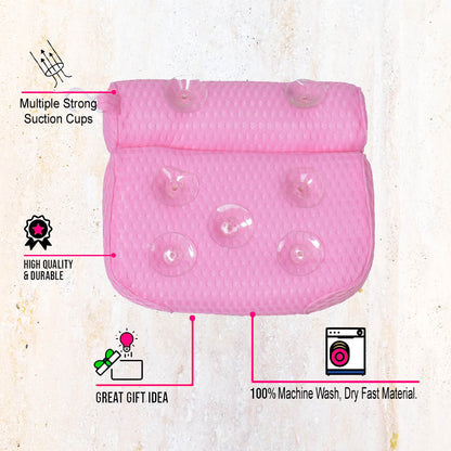 Pink Plum Charlie bathtub pillow with anti-slip suction cups and 4D mesh for comfortable bodycare bath support