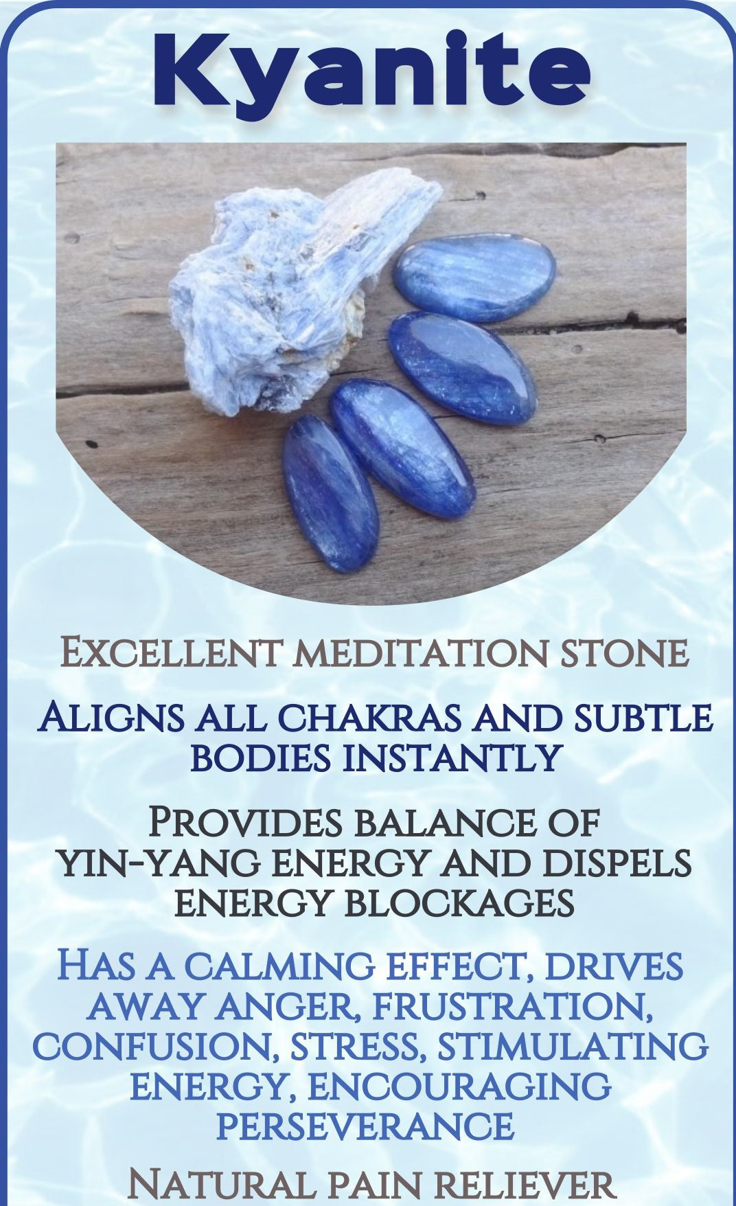 Blue Kyanite and crystal quartz stretch bracelet with genuine stones from Violet Chaos, featuring polished beads and a comfortable stretch fit.
