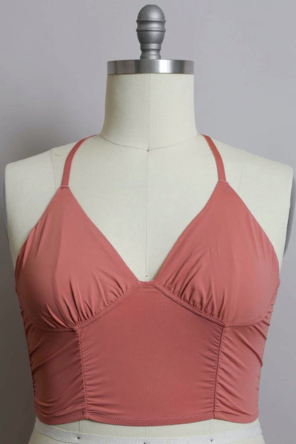 Plus size ruched bralette tank top by Periwinkle Aether featuring a comfortable fit and ruched detailing in a casual style.