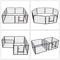 Taupe Shadow PawHut DIY 8-panel heavy-duty powder-coated metal dog playpen, ideal for pet safety and outdoor or indoor use.