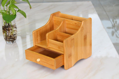 Fuchsia Molly bamboo storage box for organization, showing a stylish natural bamboo container for home or office storage.