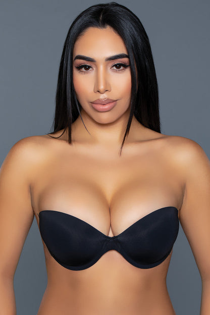 Magenta Caeneus strapless adhesive bra, seamless lingerie with adhesive cups, designed for backless and strapless outfits.
