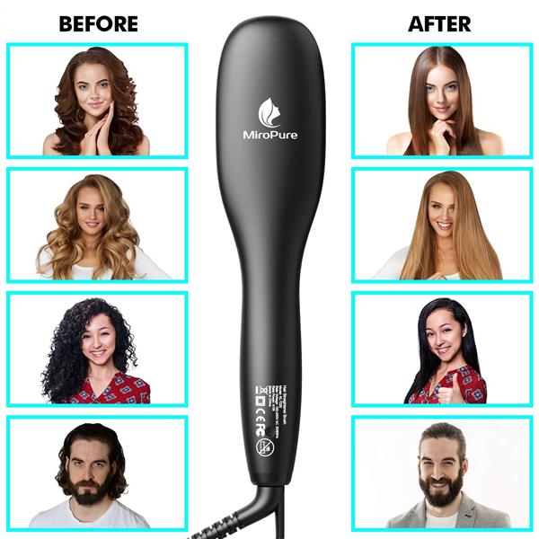 Teal Simba hair straightener brush with ionic generator, fast 30s heating, designed for smooth, straight hair styling.