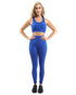 Blue Milano seamless sports bra for women by Lazurite, made in Italy, shown on a model with supportive fit and comfortable design.