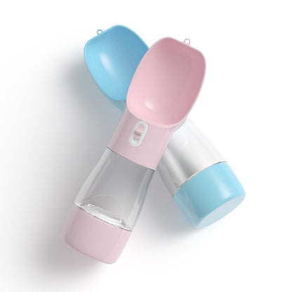 Teal Winterberry portable pet food and water bottle with collapsible bowl for dogs and cats, lightweight and travel-friendly.