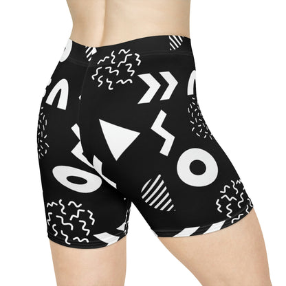 Women’s Puce Arrowwood biker shorts, stretchy black athletic shorts with a high waistband, suitable for workouts and casual wear.