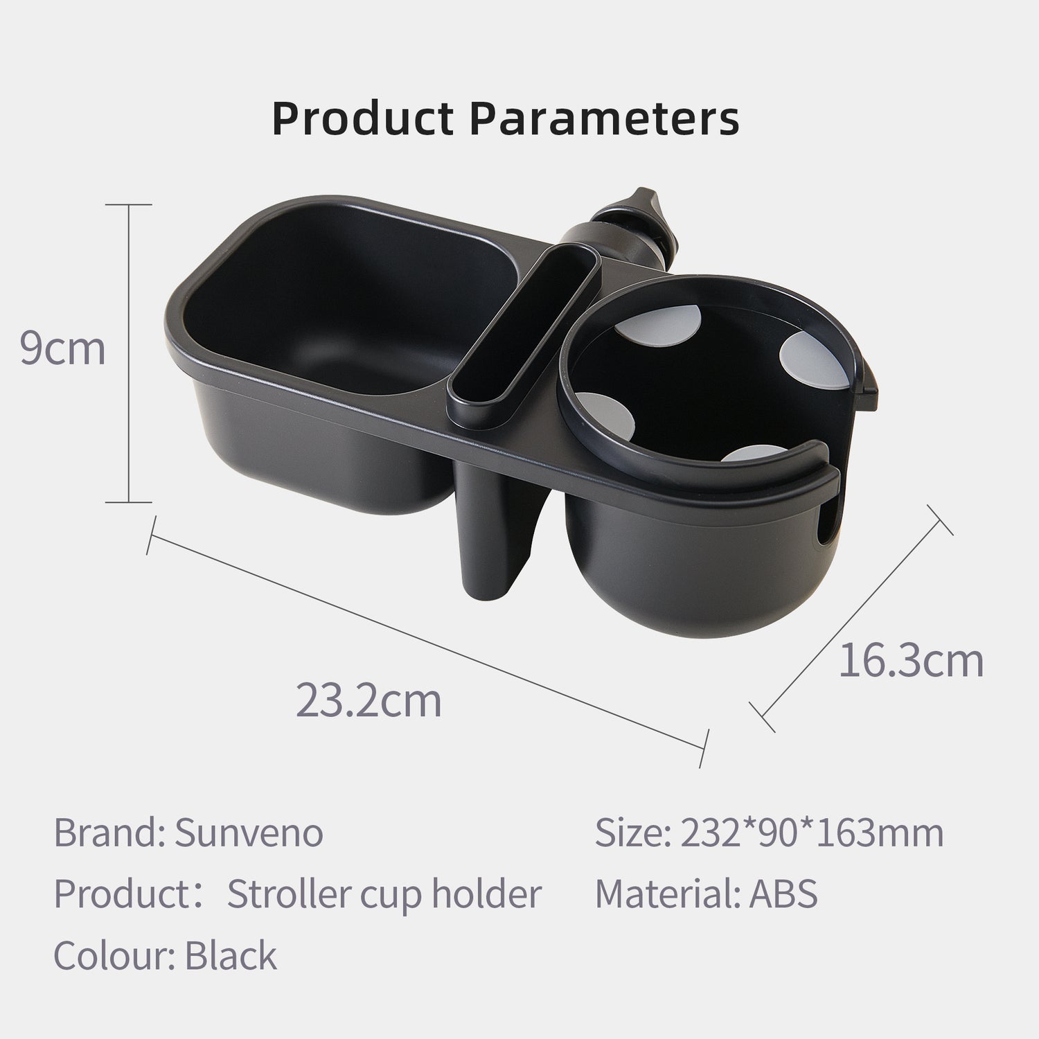 Maroon Chronos 3-in-1 baby stroller parent cup holders mounted on a biking stroller with cups attached.