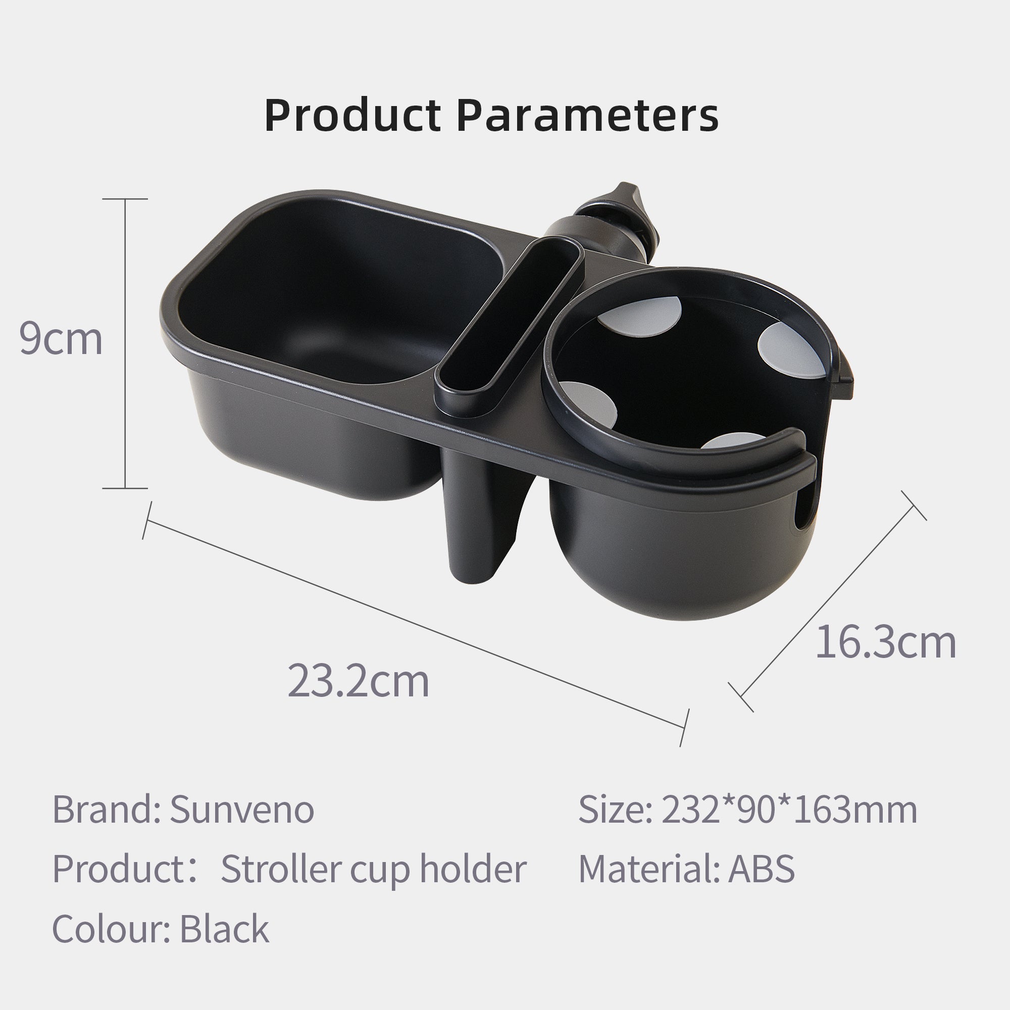 Maroon Chronos 3-in-1 baby stroller parent cup holders mounted on a biking stroller with cups attached.