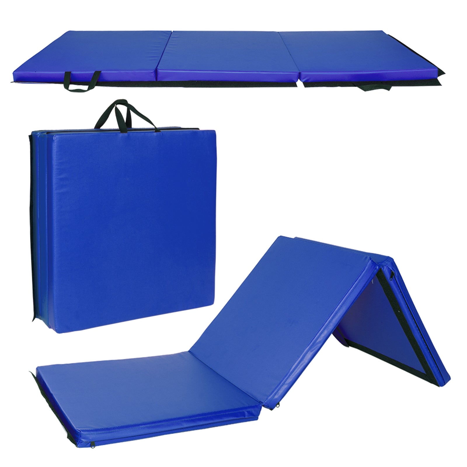 Lilac Milo 55x24x1.2-inch tri-fold gymnastics yoga mat with hand buckle, shown folded for easy storage and transport.