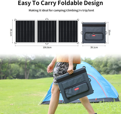 Teal Simba 60W 18V foldable portable solar panel charger with USB port, ideal for tech accessories and outdoor use