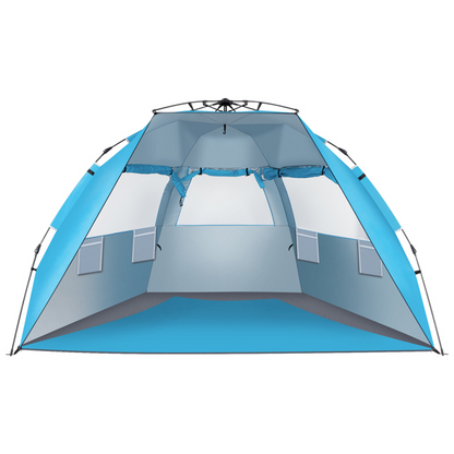 Lilac Milo outdoor camping fiberglass pole beach tent with Oxford cloth, ideal for outdoor sports and beach outings.
