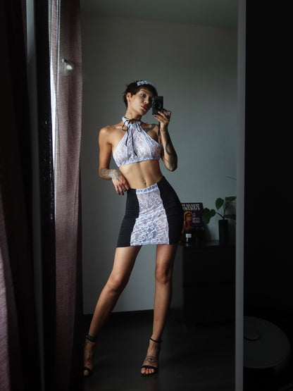 Sexy French Maid lingerie set by Brown Hercules featuring black lace and satin, includes maid costume with apron and matching accessories.