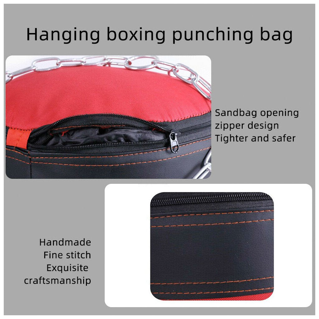 Yellow Pandora boxing trainer fitness punching bag set for boxing and cardio workouts, shown hanging with gloves nearby.