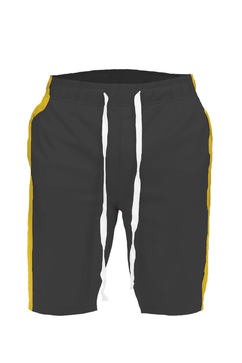 Lime Milo single stripe shorts in lightweight fabric with a relaxed fit, featuring a single bold stripe detail.