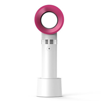 Copper Hecuba rechargeable USB bladeless fan, portable handheld mini desk fan for travel and cooling purposes.