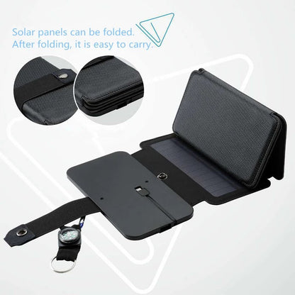 Fuchsia Molly folding solar camping charger with multiple USB ports and compact design for outdoor use