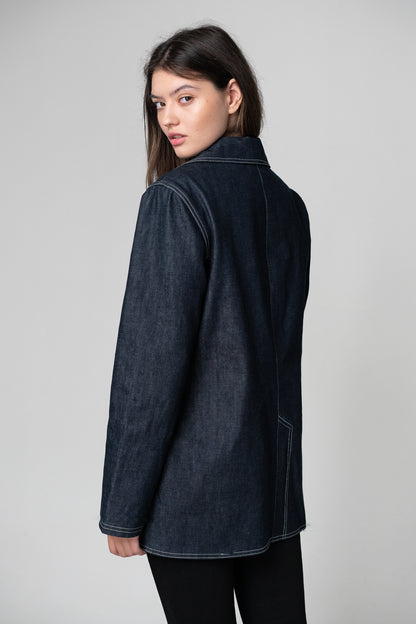 Broken heart denim blazer by Brown Pontus, stylish jacket with distressed details and a unique heart-shaped design.