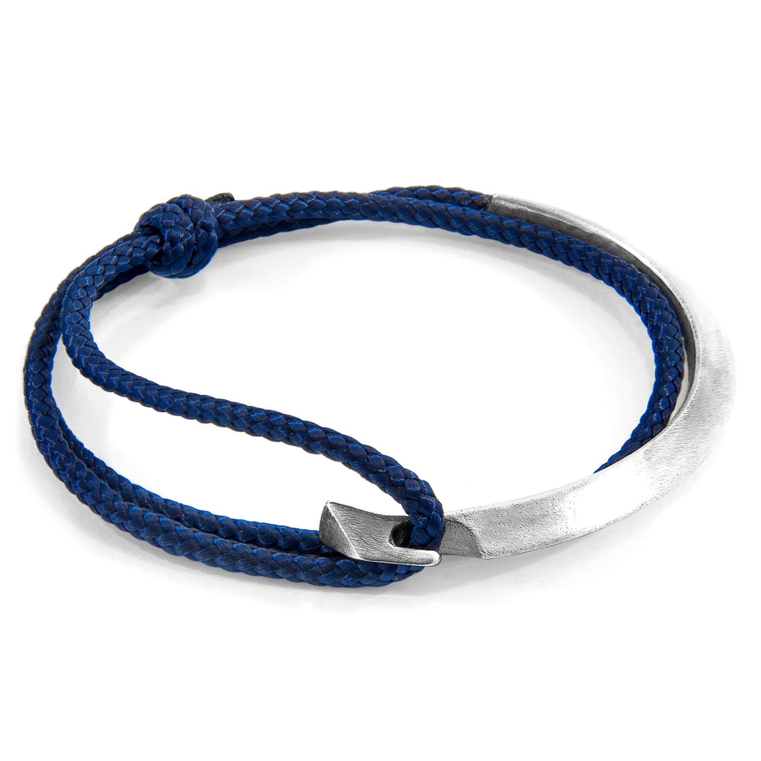 Navy blue Hove Silver and Rope Bracelet by Magenta Sooty featuring silver accents and braided navy rope design.