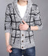 Mens gray shawl collar cardigan from Yellow Pandora, a cozy sweater with a relaxed fit and button front, suitable for casual wear.