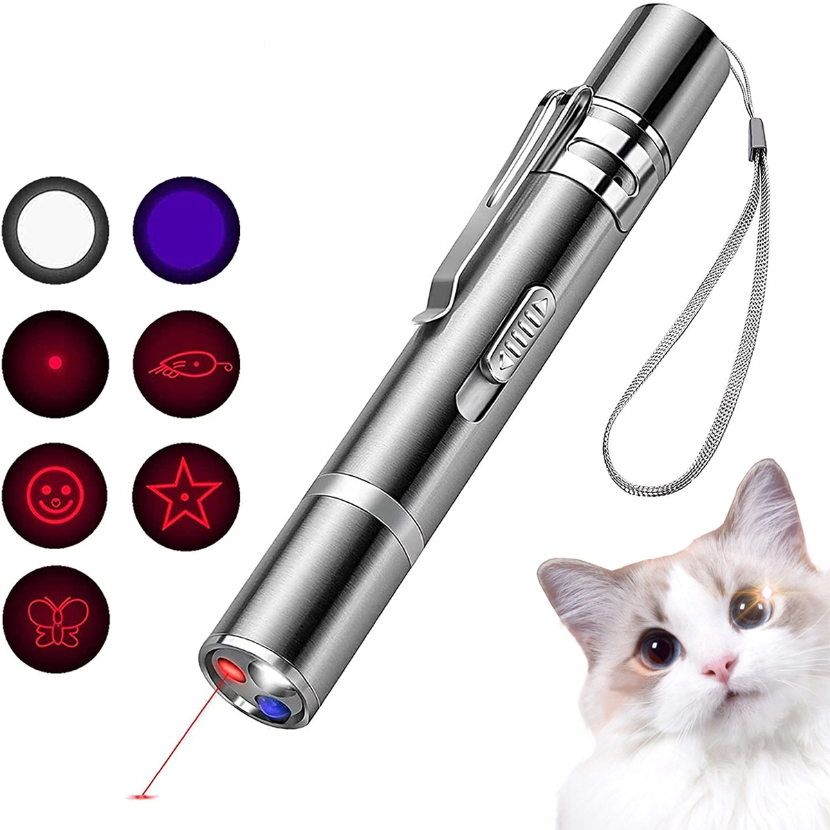 Lilac Milo pet training exercise tool with LED pointer, designed as a cat toy for interactive play and stimulation.