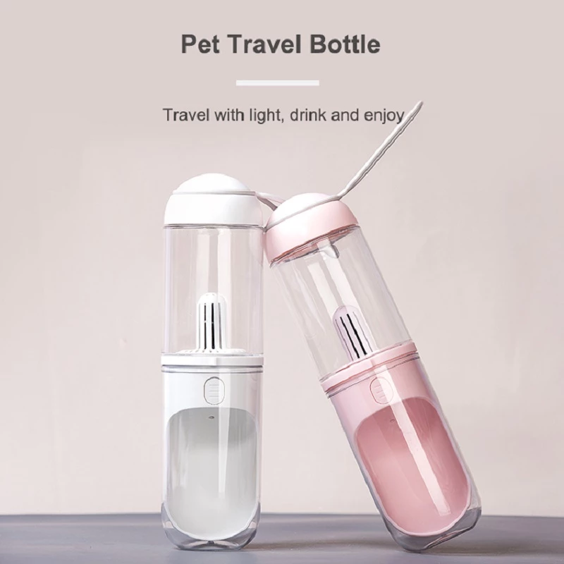Lilac Milo outdoor travel pet water dispenser for dogs and cats, portable water bottle with built-in bowl for on-the-go hydration.