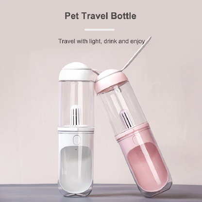 Lilac Milo outdoor travel pet water dispenser for dogs and cats, portable water bottle with built-in bowl for on-the-go hydration.