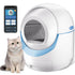 White Eucalyptus self-cleaning cat litter box with automatic mechanism, designed for easy maintenance and odor control for cats.