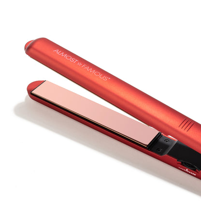 Sky Blue Thrace Almost Famous 1-inch MaxLength flat iron with rose gold titanium plates for sleek, shiny hair styling.