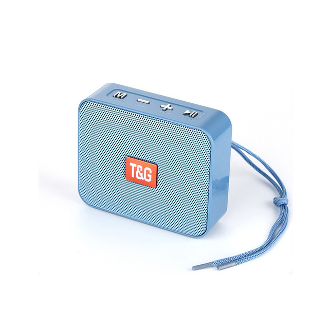 Lilac Milo TG Mini Stereo Bluetooth Speaker with TF card slot and FM radio, compact tech accessory with blue and black design.