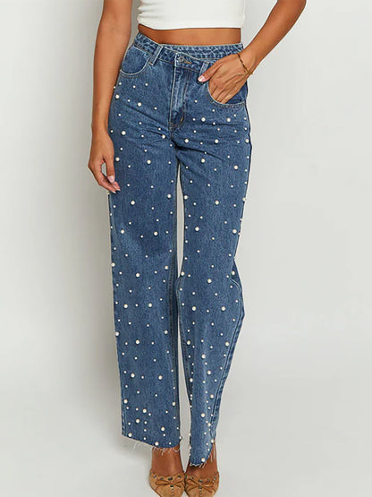 Carmine Juneberry CrossBead™ Denim Haute Edition 25 jeans with stylish distressed details and classic fit, front view.