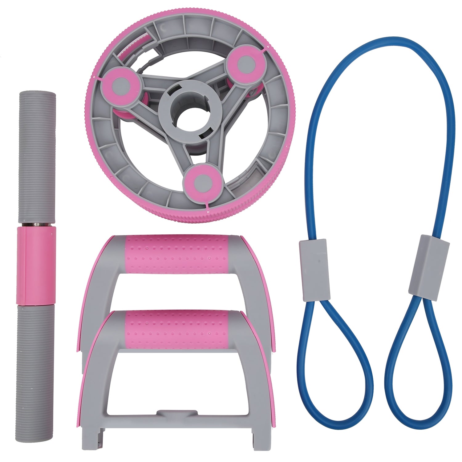 Copper Hecuba multifunctional abdominal wheel and pull strap set for gym fitness training, showing workout equipment and accessories.