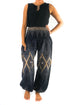 Black PEACOCK women’s boho yoga pants by Tan Smokey with a relaxed fit and bohemian style, perfect for casual and yoga wear.