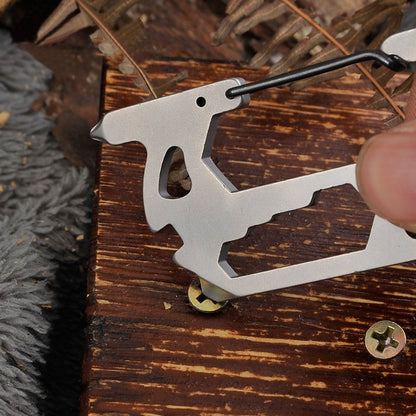 Fuchsia Molly 14-in-1 outdoor camping multi tool with various functions and stainless steel components for versatile outdoor use.