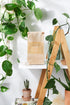 White Smokey all natural dishwasher soap in a kitchen setting, showcasing eco-friendly dishwashing product in a clear container.