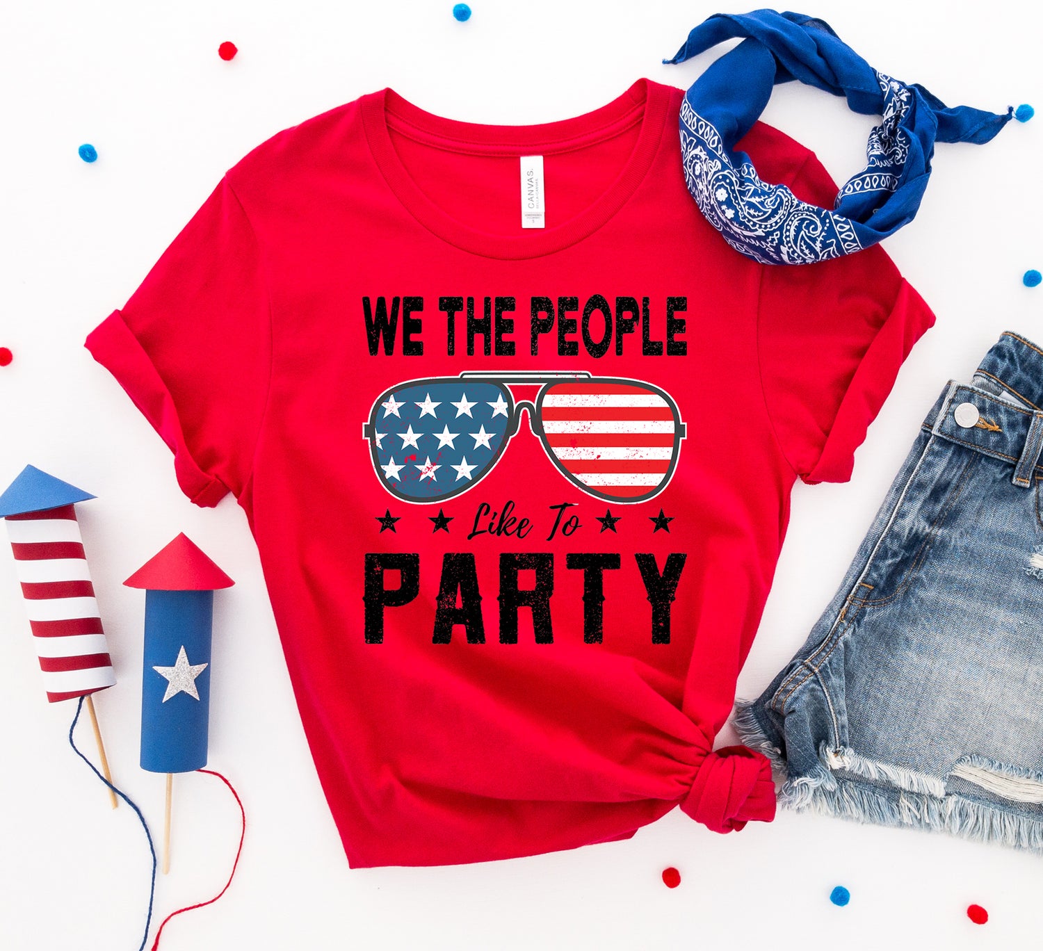 Agate "We the People Like to Party" T-shirt featuring bold printed design on soft cotton fabric, casual fit for everyday wear.
