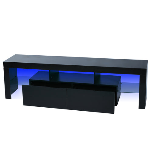 Modern Teal Simba TV stand with built-in LED lighting, featuring sleek storage compartments and a contemporary furniture design.