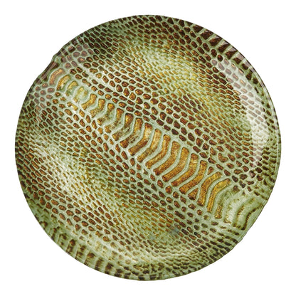 Set of four White Zeus snakeskin 6-inch canapé plates featuring a stylish snakeskin pattern for elegant serving.