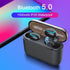 Lilac Milo TWS wireless Bluetooth 5.0 earphones with 1500mAh power bank and charging case, shown with earbud and accessories.