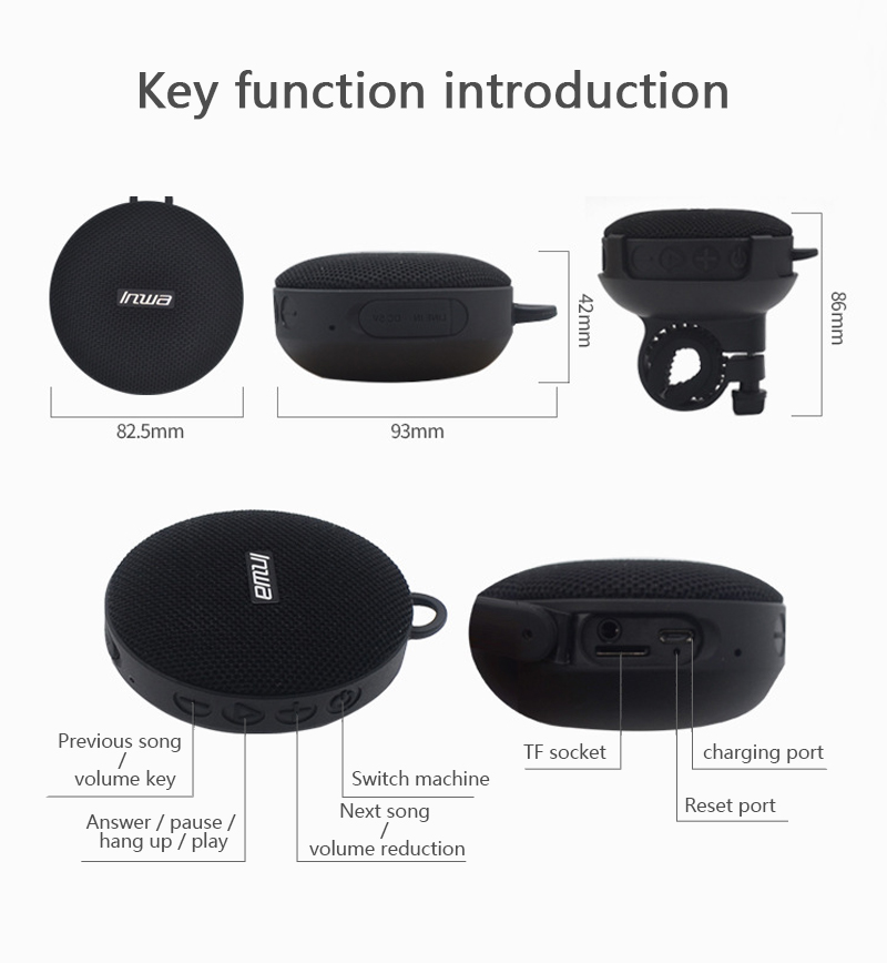 Lilac Milo IPX7 waterproof portable sport Bluetooth speaker with bike mount, showing the compact design and mounting accessories.