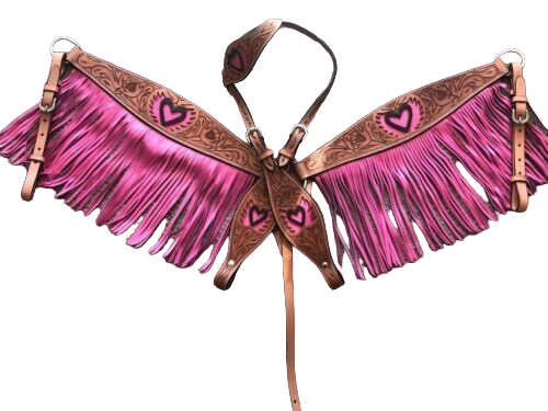 Western Natural Leather Headstall and Breast Collar by Mauve Aura, full size, with adjustable straps and durable leather craftsmanship.