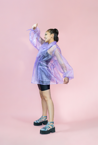 Lavender Olivia Organza Cover Up jacket from Amber Lemon, lightweight with sheer fabric and elegant design.