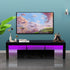 Modern Teal Simba TV stand with built-in LED lights, featuring sleek furniture design and spacious storage compartments.