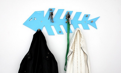 Fuchsia Molly Fishbone Style Hanger Wall Hook for home organization, mounted on a wall with hooks for hanging items.