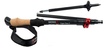 Triangulum Mons Peak IX Tiger Paw Z trekking poles with ergonomic grips and adjustable shafts for hiking and trekking adventures.