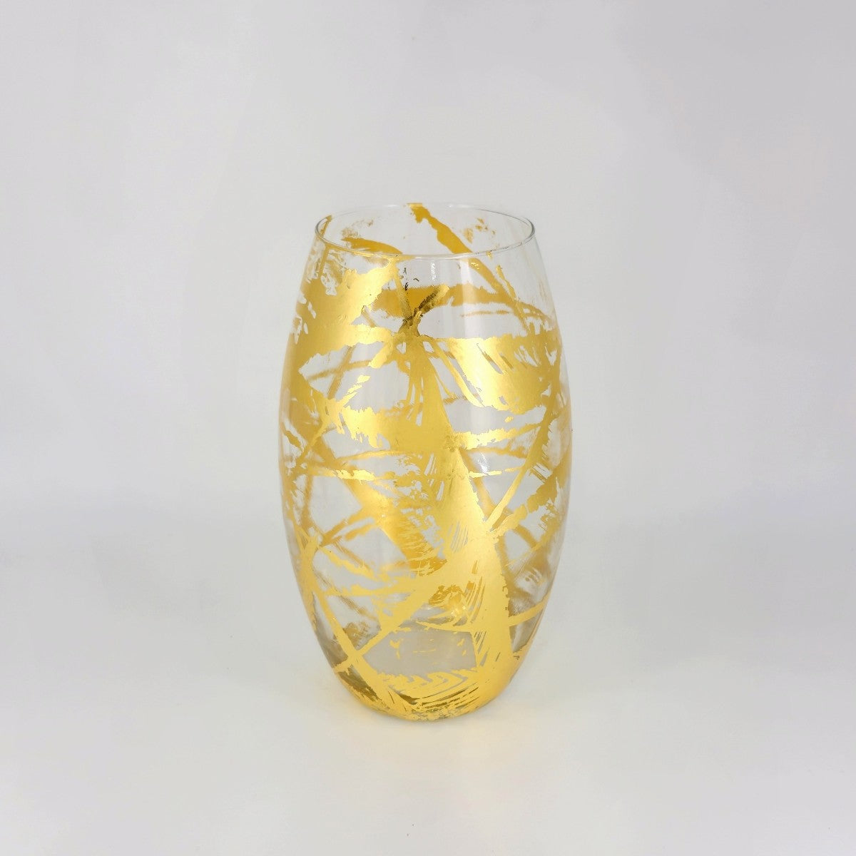 White Zeus Amaryllis 12-inch gold gilded glass bullet vase for elegant home decor with a sleek, modern design.