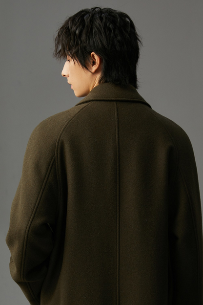 Carmine Juneberry Winter Elegance™ wool coat with a tailored fit, classic collar, and stylish button details for cold weather warmth